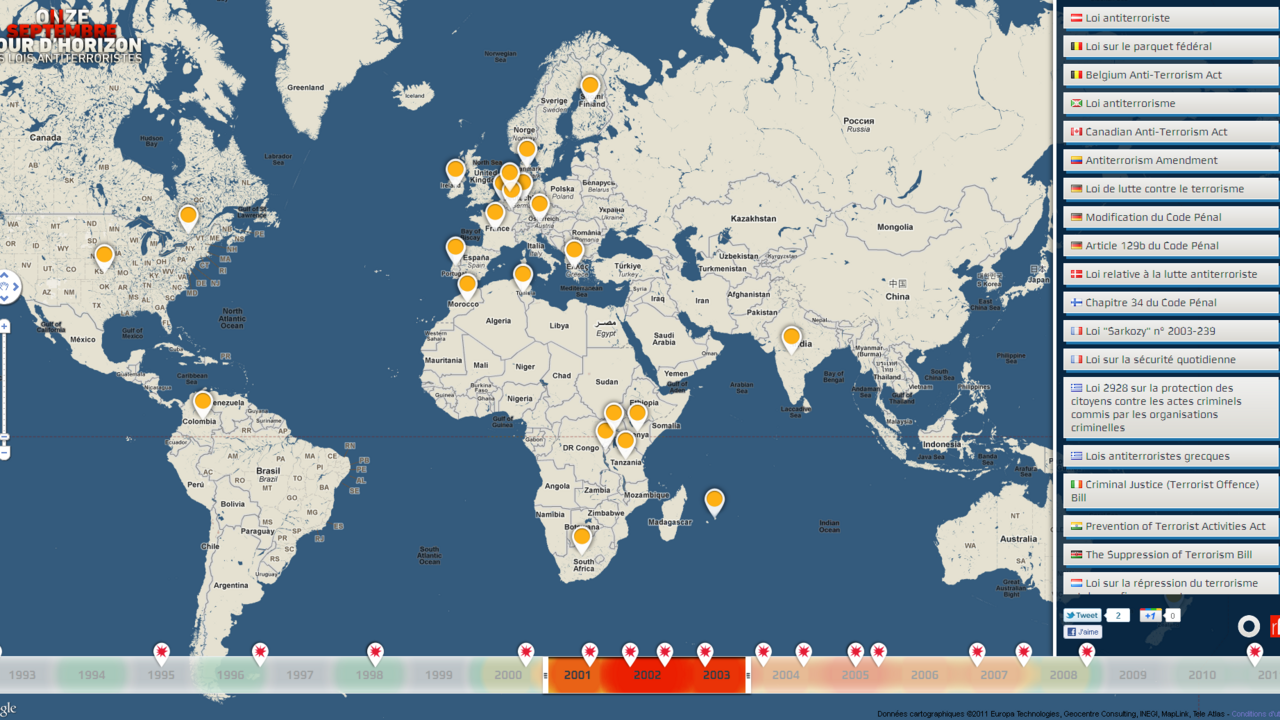 Application interactive les lois antiterroristes dans